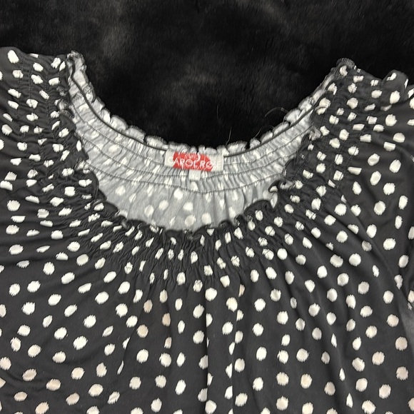 Carol Rose Black and White Polka Dot Short Sleeves Blouse Elastic Neckline XL - Picture 1 of 14